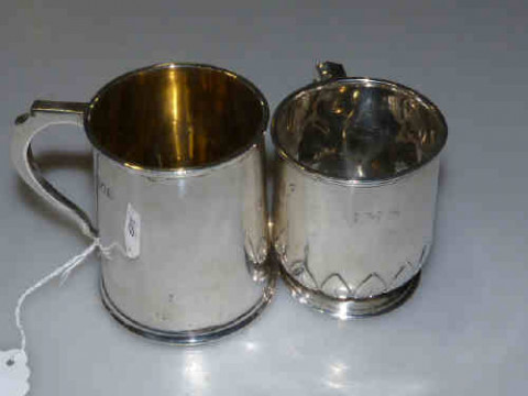 Edwardian silver christening tankard, London 1903 and another christening...