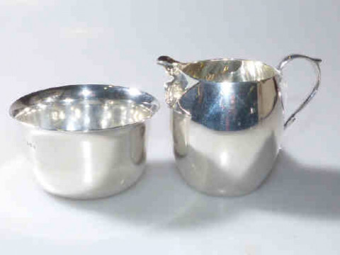 Silver sugar and cream, London 1926
