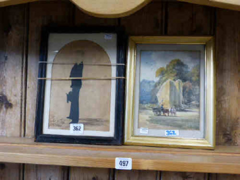 Framed sketch 'Believed to Wordsworth' and small framed watercolour, signed...