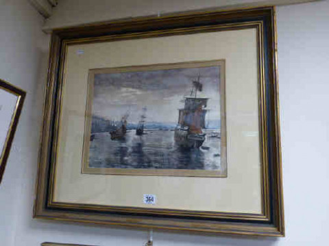 C.J. Myers 'Evening Rest at Whitby', watercolour, framed