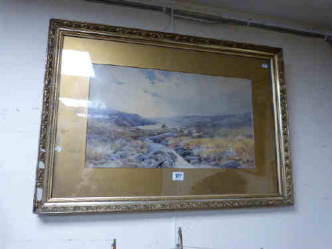 Tom Rowden, 'Shepherd and Sheep', watercolour, in gilt frame