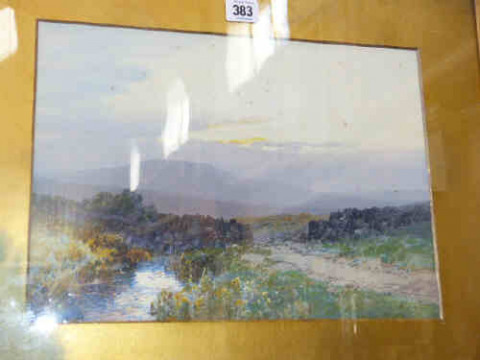 F.J. Widgery, 'Autumn over Oakhampton' watercolour, framed