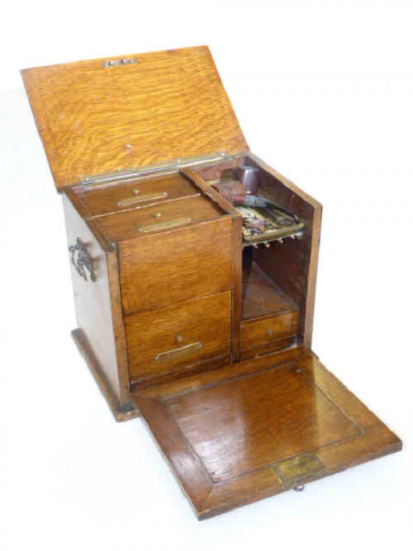 Edwardian Gentleman's smokers cabinet with various compartments