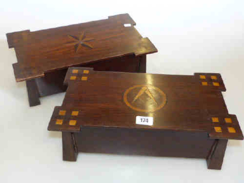 Two Arts & Crafts inlaid rosewood boxes