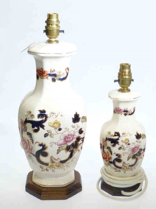 Two Masons pottery Blue Mandalay table lamps