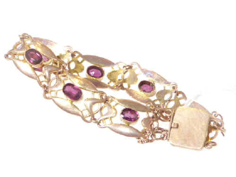 9ct gold and amethyst bracelet, approximately 16grams