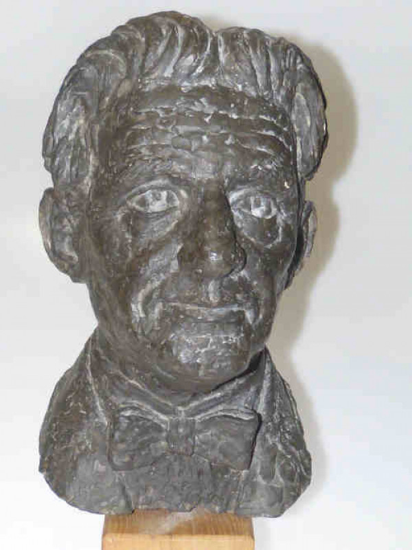 Large bust of John Barbirolli on wood base