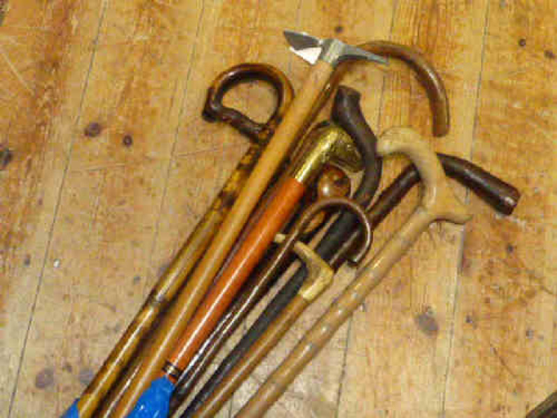 Large collection of walking sticks