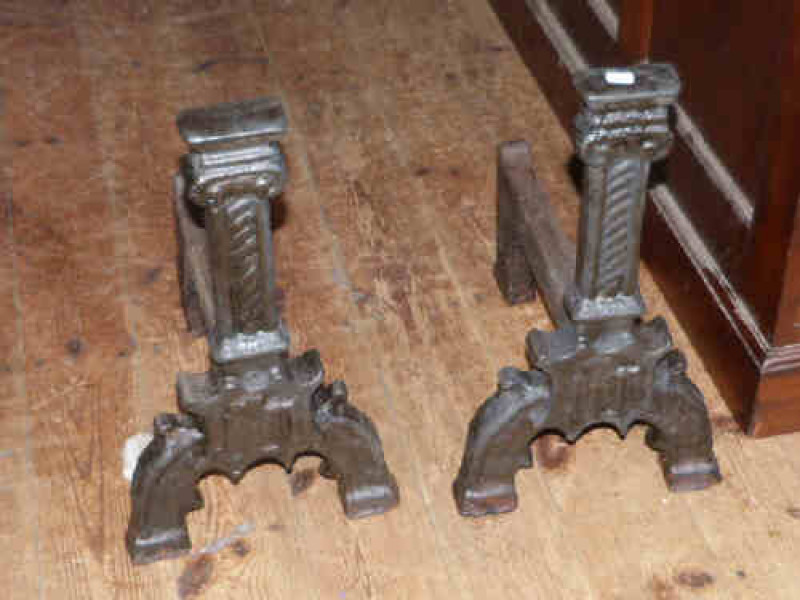Pair of cast metal andirons
