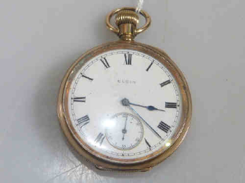 Elgin gold plated keyless pocket watch