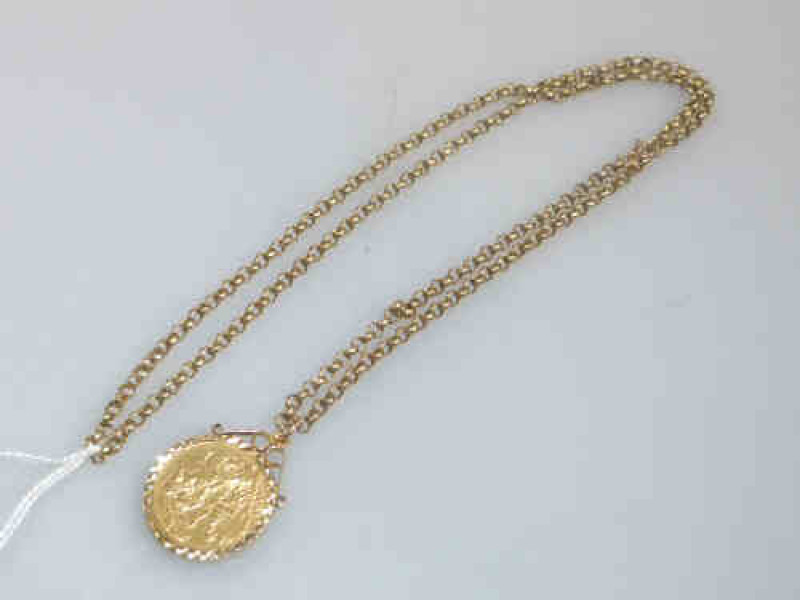 Victoria gold sovereign, 1876, in gold mount