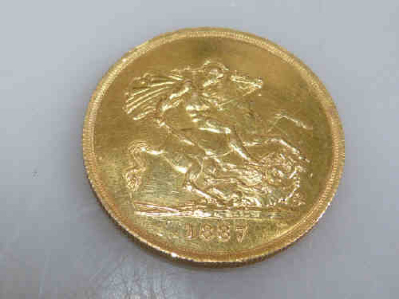Victoria gold five pound coin, Jubilee year 1887
