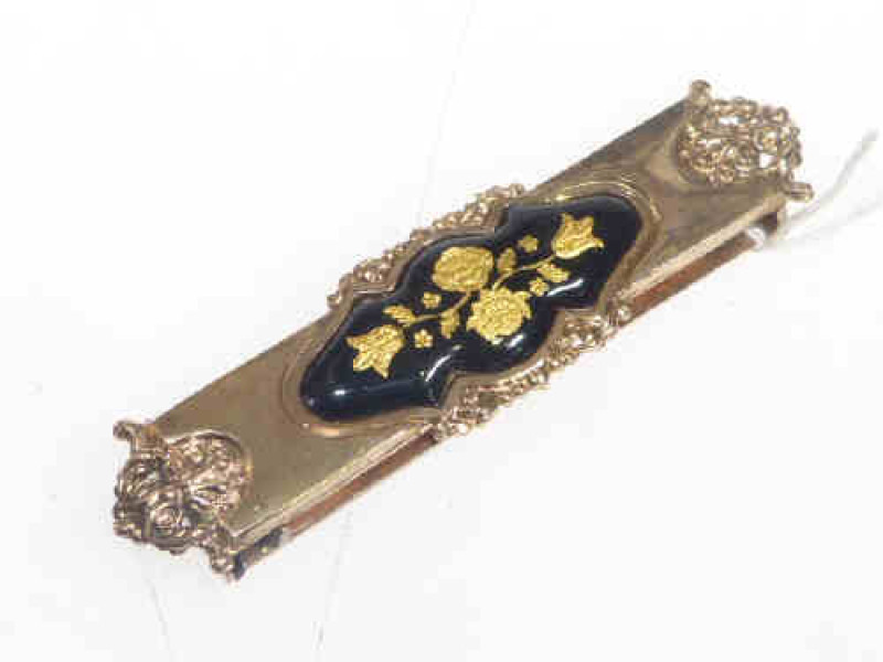 Ornate gilt metal and enamel belt buckle/clasp