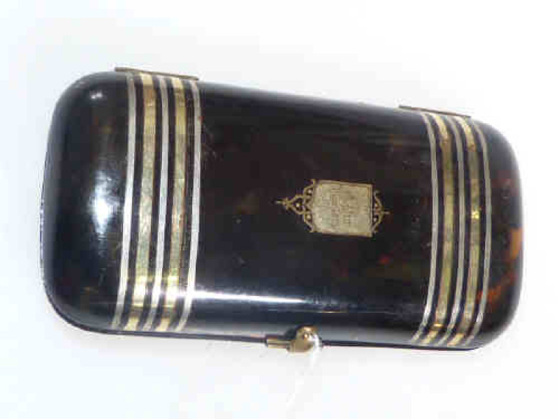 Victorian tortoiseshell cigar case, dated 1875