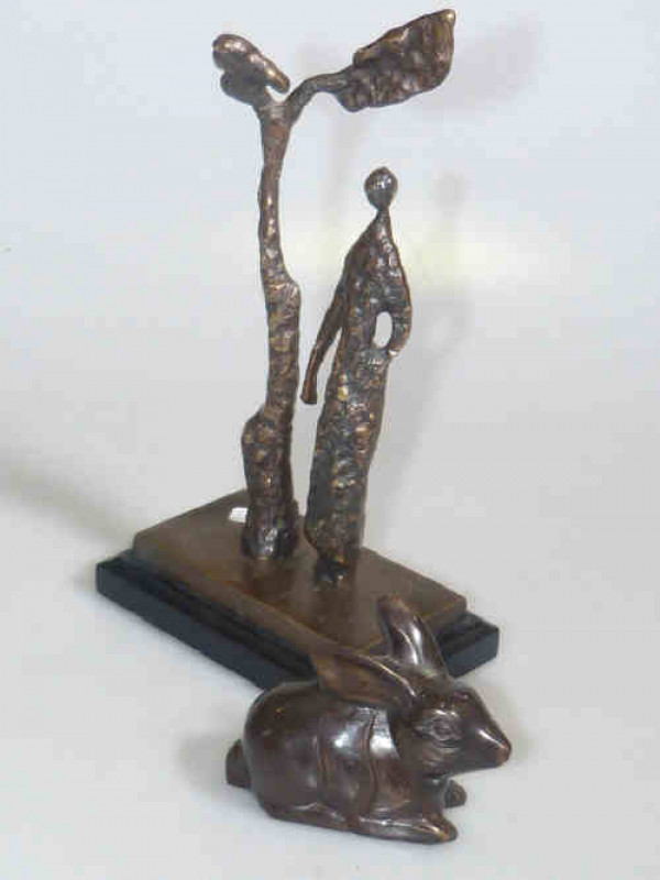 Bronze abstract figure and a rabbit (2)
