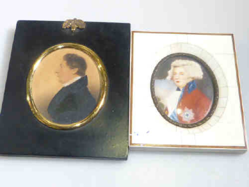 19th Century oval miniature of unknown man, and an oval of George IV (2)