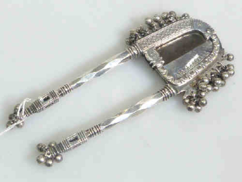 Pair silver plated Antique beetle cutters with bead decoration