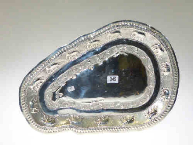 Ceylonese white metal presentation tray, 1965