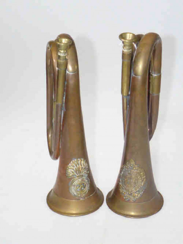 Two military copper bugles