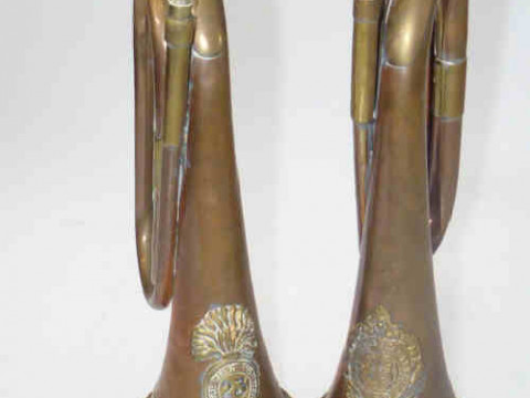 Two military copper bugles