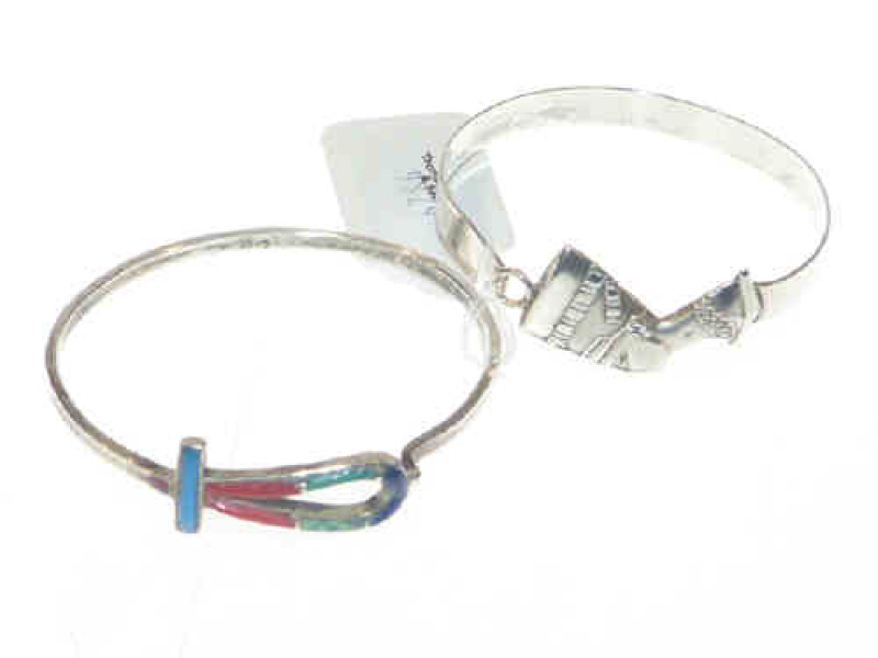 Two silver Egyptian bangles