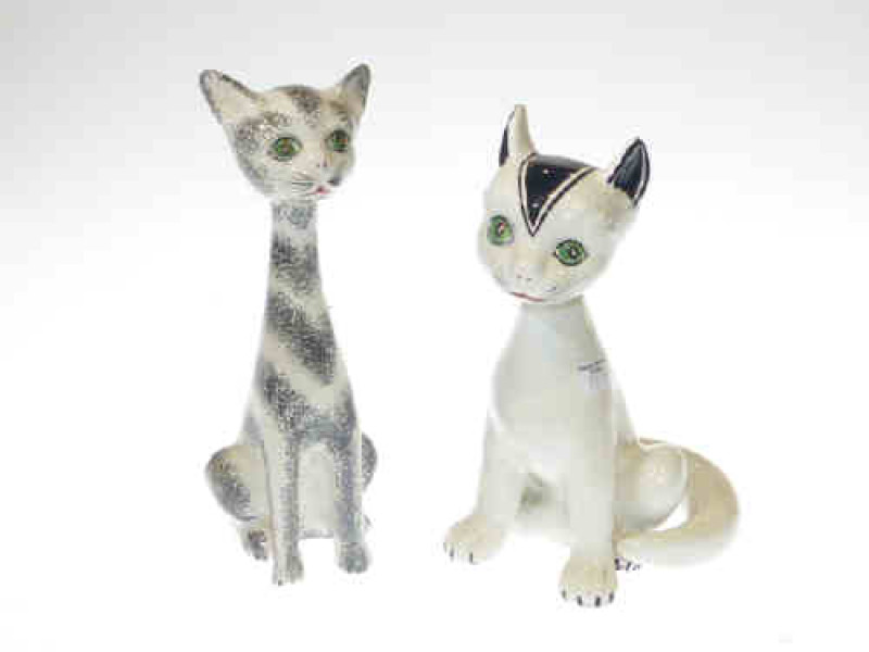 Two Italian cat ornaments