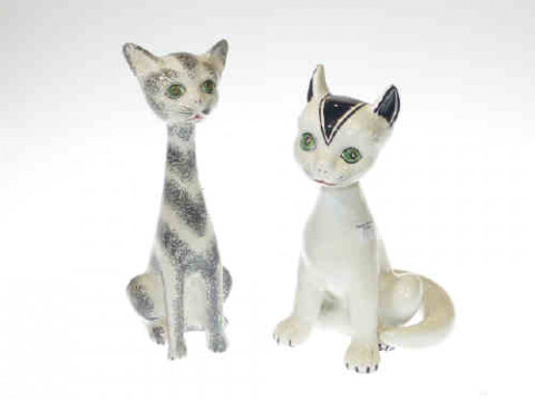 Two Italian cat ornaments