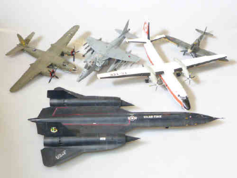 Collection of five aircraft models