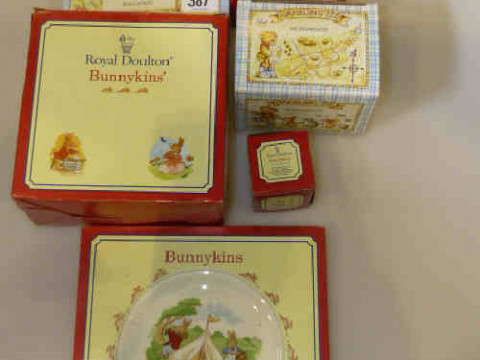 Boxed Royal Doulton and Wedgwood children's china including Bunnykins...
