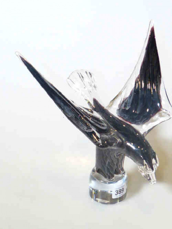 Heavy coloured glass model of an eagle by Ronneby Sweden