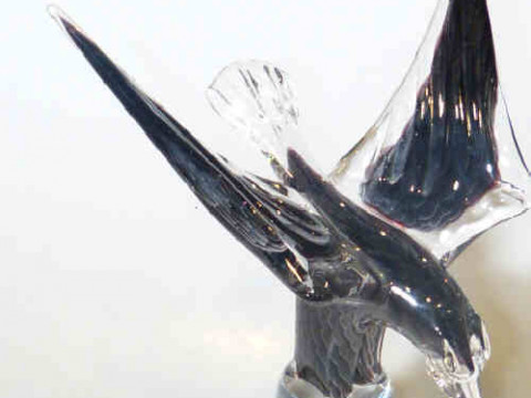 Heavy coloured glass model of an eagle by Ronneby Sweden