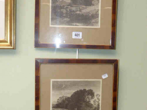 Birket Foster pair framed monochrome prints of rural scenes
