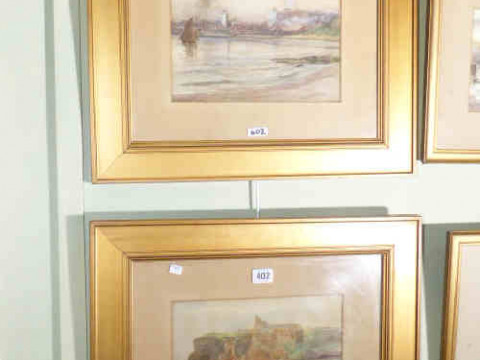 Joseph Jobling, Coastal Scenes, pair watercolours signed and dated, in...