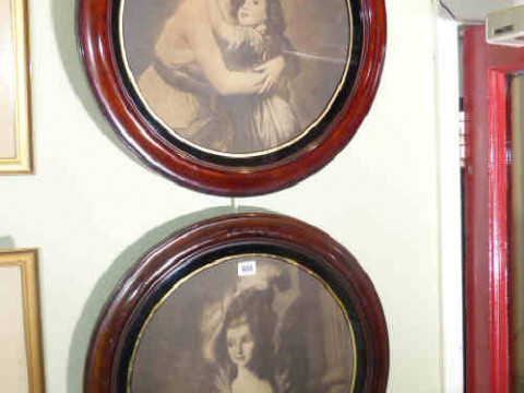 Pair circular Verre Eglomise frames