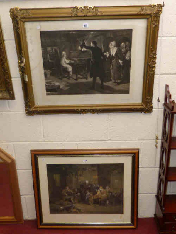 Gilt framed print 'The Child Handel' and framed coloured print (2)