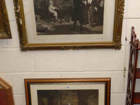 Gilt framed print 'The Child Handel' and framed coloured print (2)