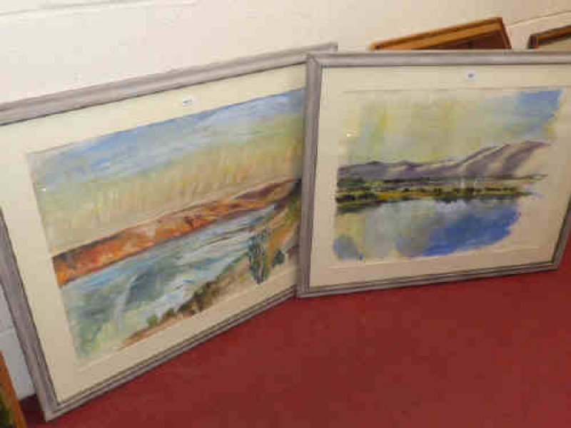 David Carr, Landscapes, pair watercolours in modern frames, 55cm x 75cm