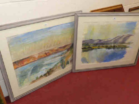David Carr, Landscapes, pair watercolours in modern frames, 55cm x 75cm