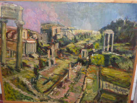 David Carr, Continental view from a hillside, oil on canvas, 102cm x 127cm,...