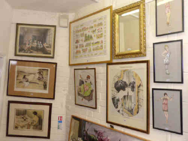 A.M. Alderson, Brompton, limited edition print, gilt framed mirror, fashion prints, French and other prints