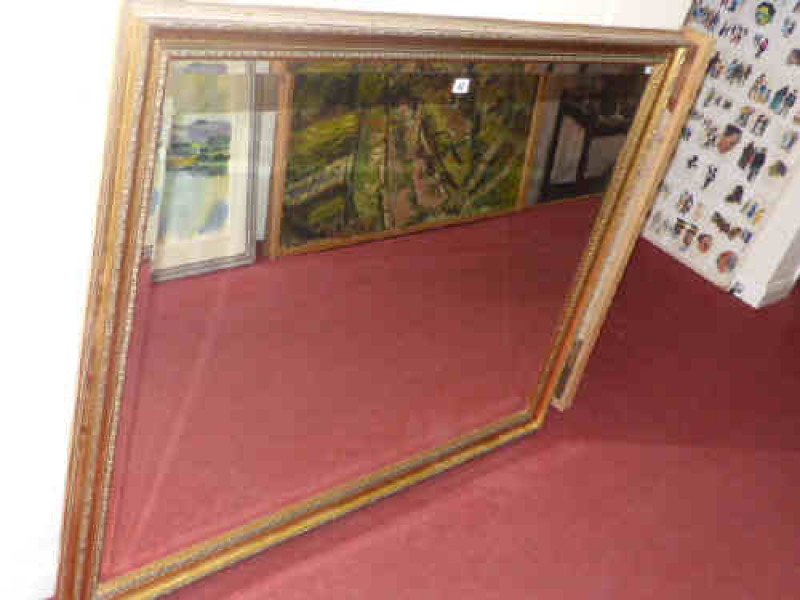Rectangular gilt framed bevelled wall mirror