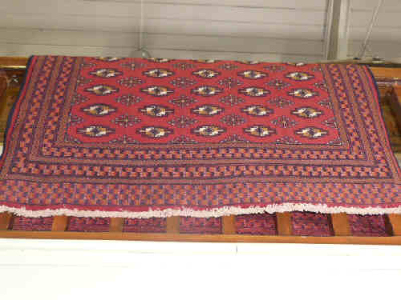 Red ground hand made fine Persian Yamut rug 1.73 x 1.38