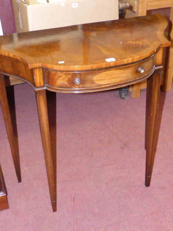 Mahogany shaped front demi lune hall table