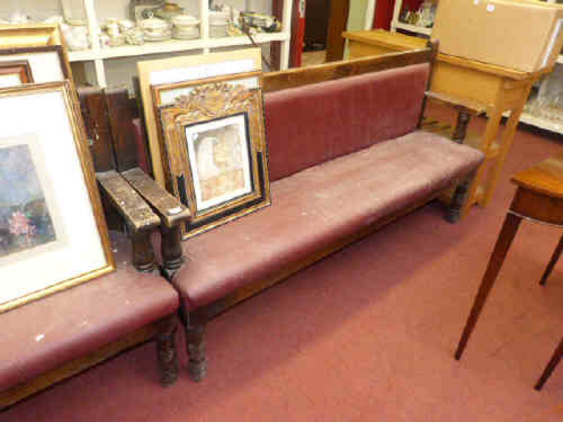 Pair turned leg pub benches