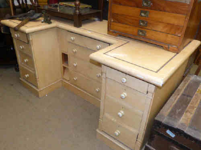 Victorian painted inverted breakfront twelve drawer cabinet