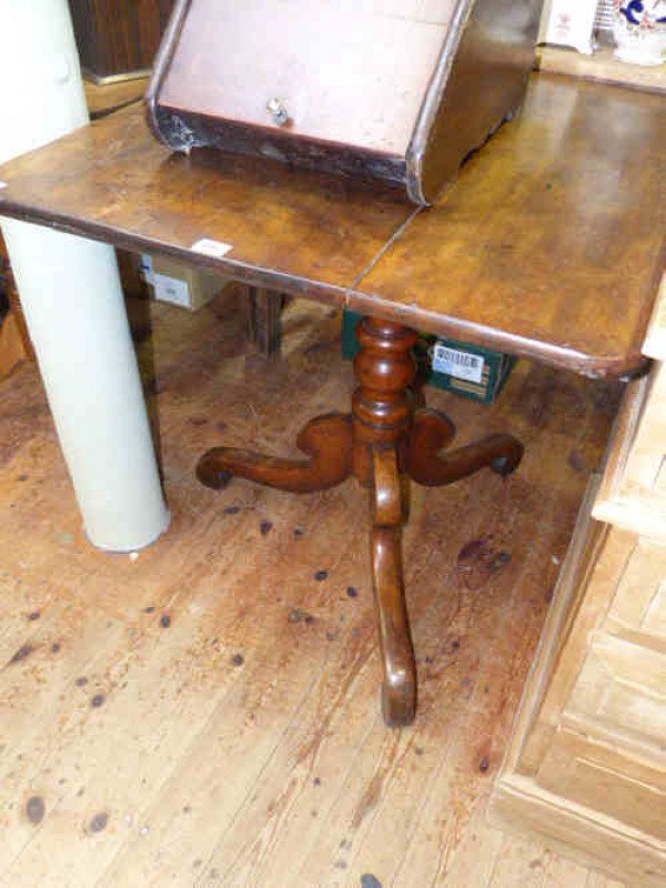 19th Century mahogany snap top occasional table on pedestal tripod base