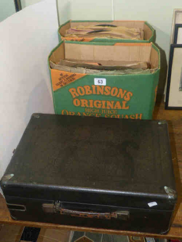 HMV portable gramophone and collection of 78 records