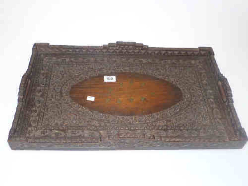 Eastern carved wood tray