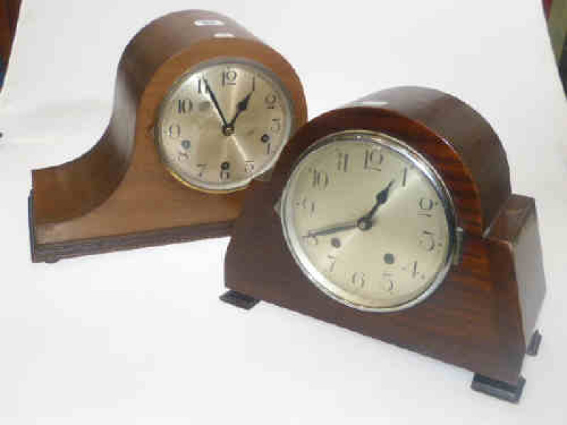 Two mahogany mantel clocks