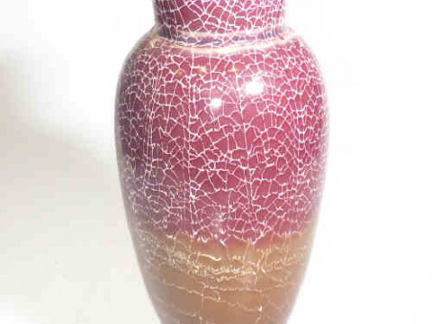Linthorpe plum and brown crackle effect glazed vase, no. 477, 38cm high